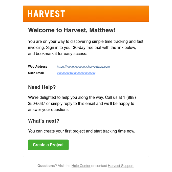 harvest email